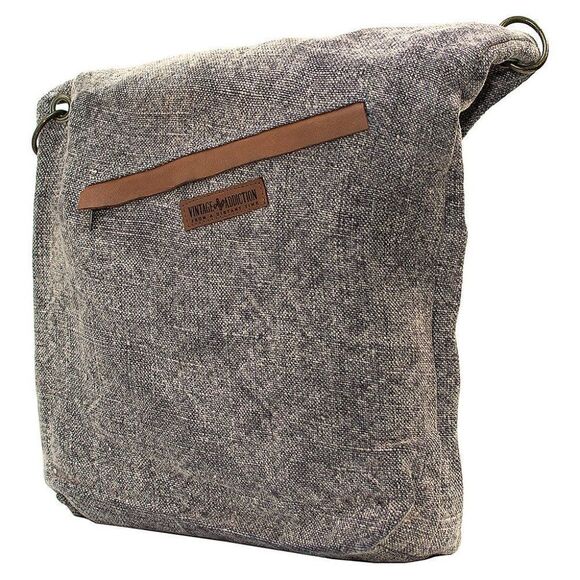 NEW! Vintage Addiction Fold-Over Jute Crossbody Bag - Grey - Picture 1 of 13